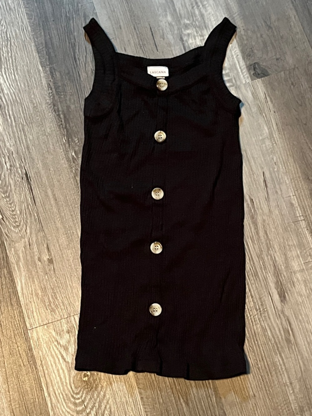 LASCANA Black Ribbed Button-Front Top